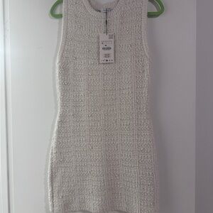 Zara Cream Textured Mini Dress